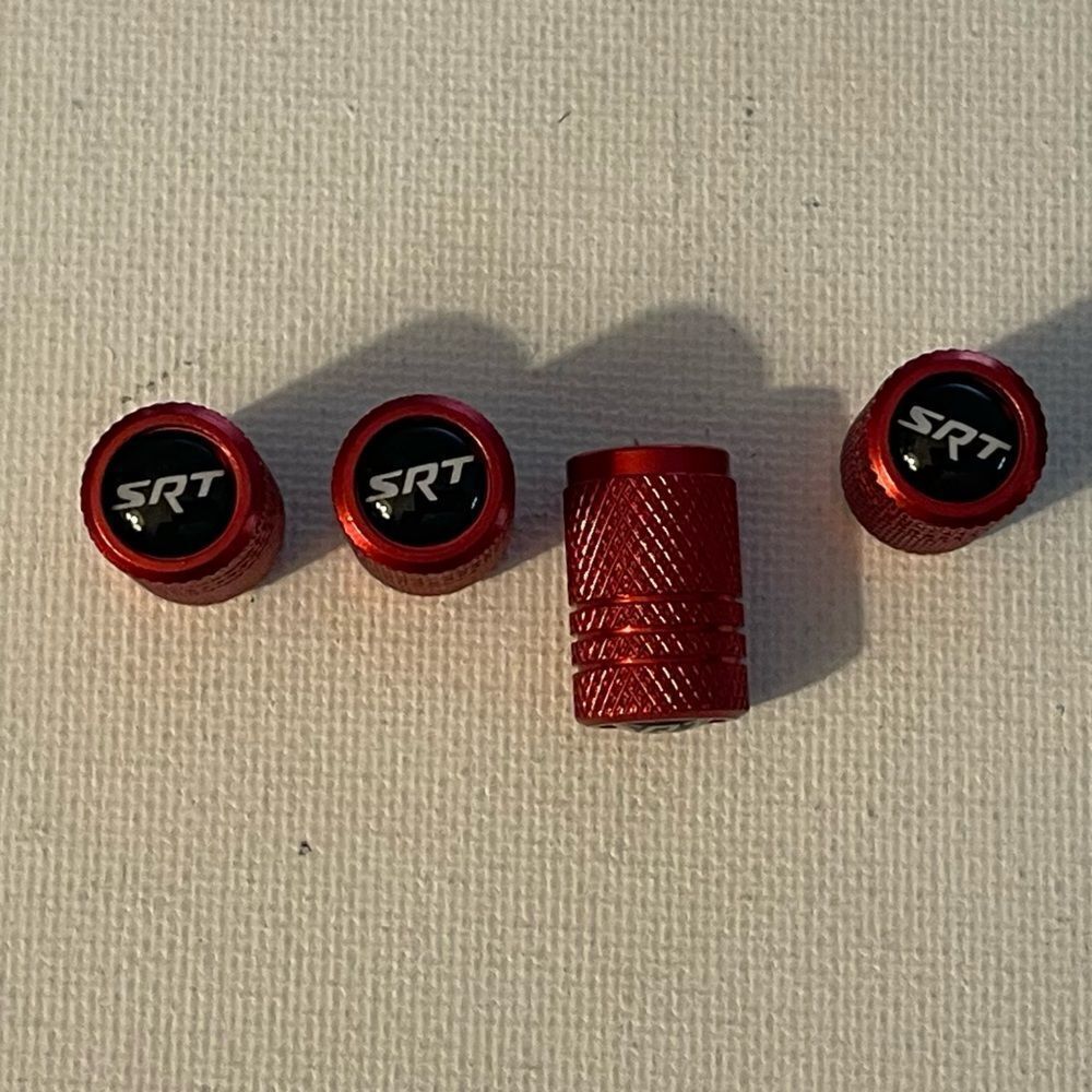 SRT Logo Valve Stem Caps in Red Set of 4 NWT